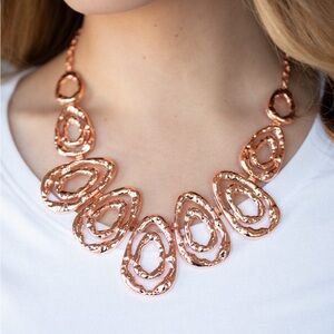 Chic Rose Gold Statement Necklace and matching earrings